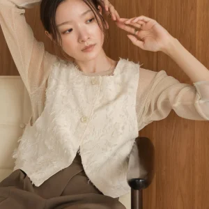 2way shaggy jacquard vest